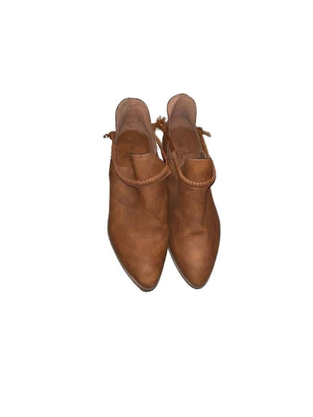 Brown Faux Leather Ankle Booties